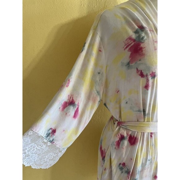 INC International Concepts Womans Large Lace-Trim Wrap Robe Tie Dye New $60 - Picture 3 of 8